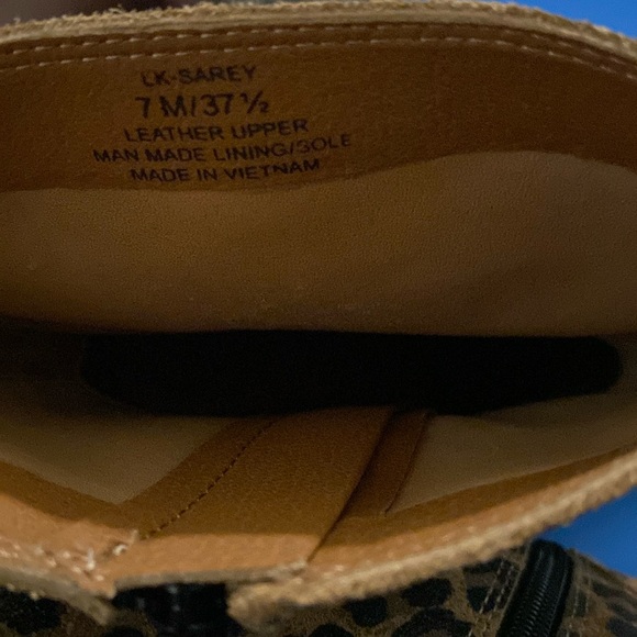 Lucky Brand Leather Leopard Booties with Side Zipper, Size 7M NEW - Picture 11 of 12